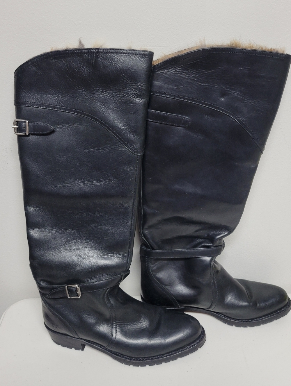 Frye  Leather Hight  Knee-High Riding Boots With With Rabbit Liner Size 8 1/2 M.